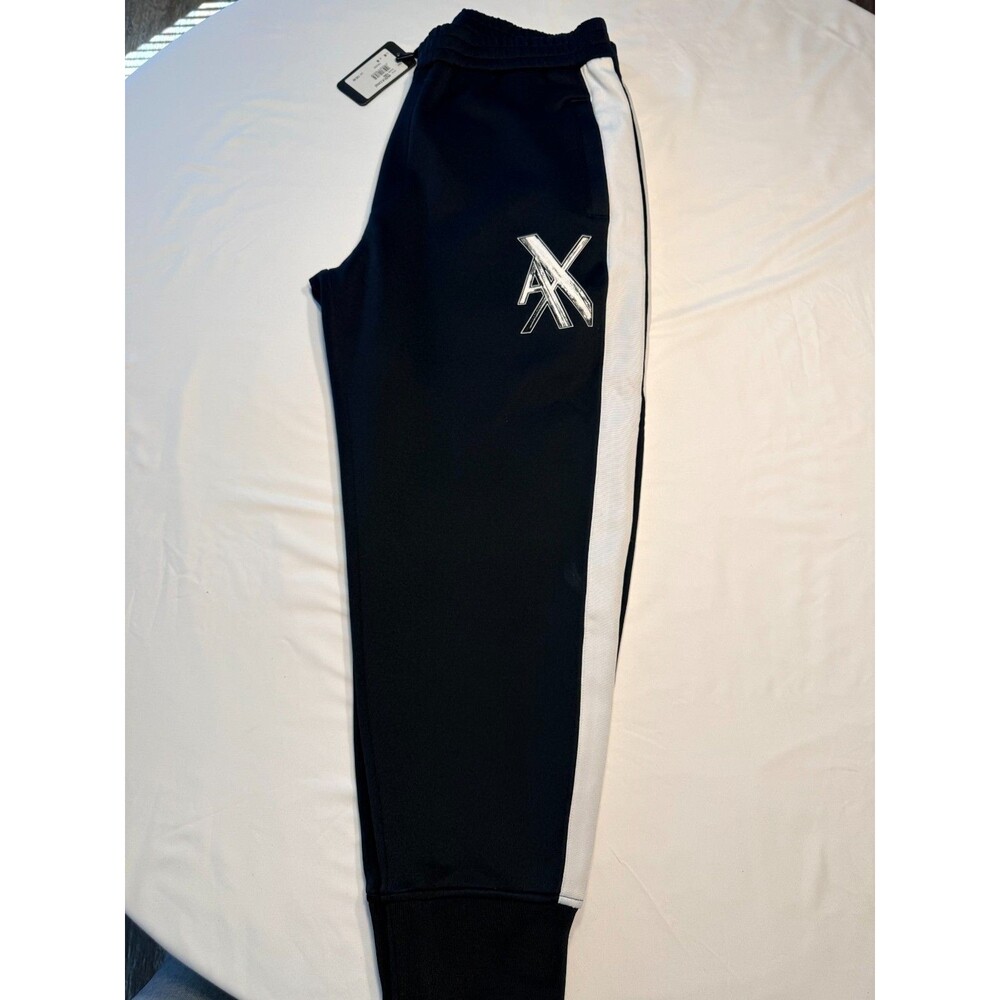 Armani Exchange Cotton Blend Mens Jogger Sweatpants With Logo Black Size M NWOT